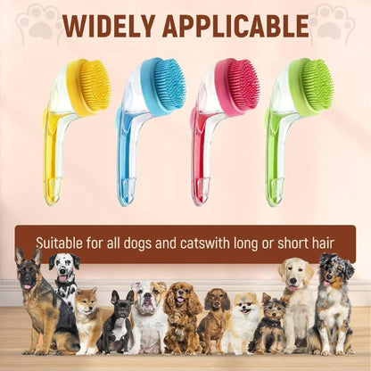 Dog Bath Brush, 2 in 1 Pet Grooming Bath Massage Brush with Soap and Shampoo Dispenser Soft Silicone Bristle Dog Scrubber for Long Short Haired Dogs Cats Shower