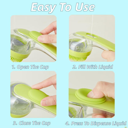 Dog Bath Brush, 2 in 1 Pet Grooming Bath Massage Brush with Soap and Shampoo Dispenser Soft Silicone Bristle Dog Scrubber for Long Short Haired Dogs Cats Shower